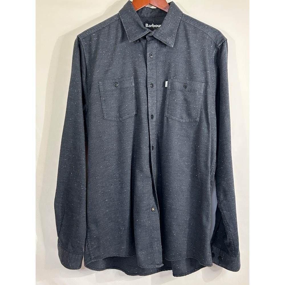 Barbour Blue Tailored Fit Hidden Button Down 2 Pocket Cotton Shirt Size M - Picture 3 of 14